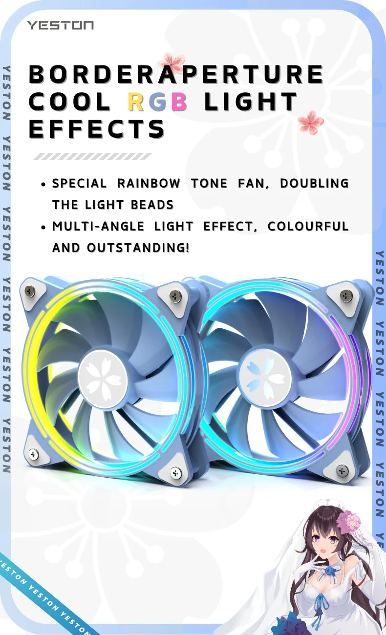 (Promotion: $5 discount over $30)(Only Canada has inventory)Yeston * zeaginal SAKURA ARGB LED 120mm Case Fan,Quiet Edition High Airflow Color LED Case Fan for PC Cases, CPU Coolers,Radiators SystemComputer Case Cooling Fan - Image 4