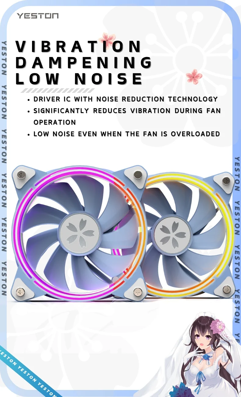 (Promotion: $5 discount over $30)(Only Canada has inventory)Yeston * zeaginal SAKURA ARGB LED 120mm Case Fan,Quiet Edition High Airflow Color LED Case Fan for PC Cases, CPU Coolers,Radiators SystemComputer Case Cooling Fan - Image 5